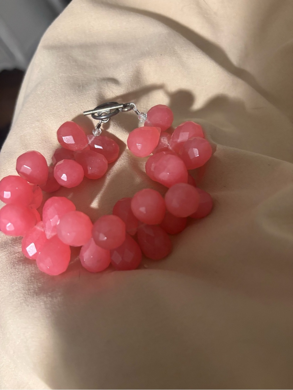 Faceted Cluster Bead Bracelet in Coral Pink KEP DESIGNS
